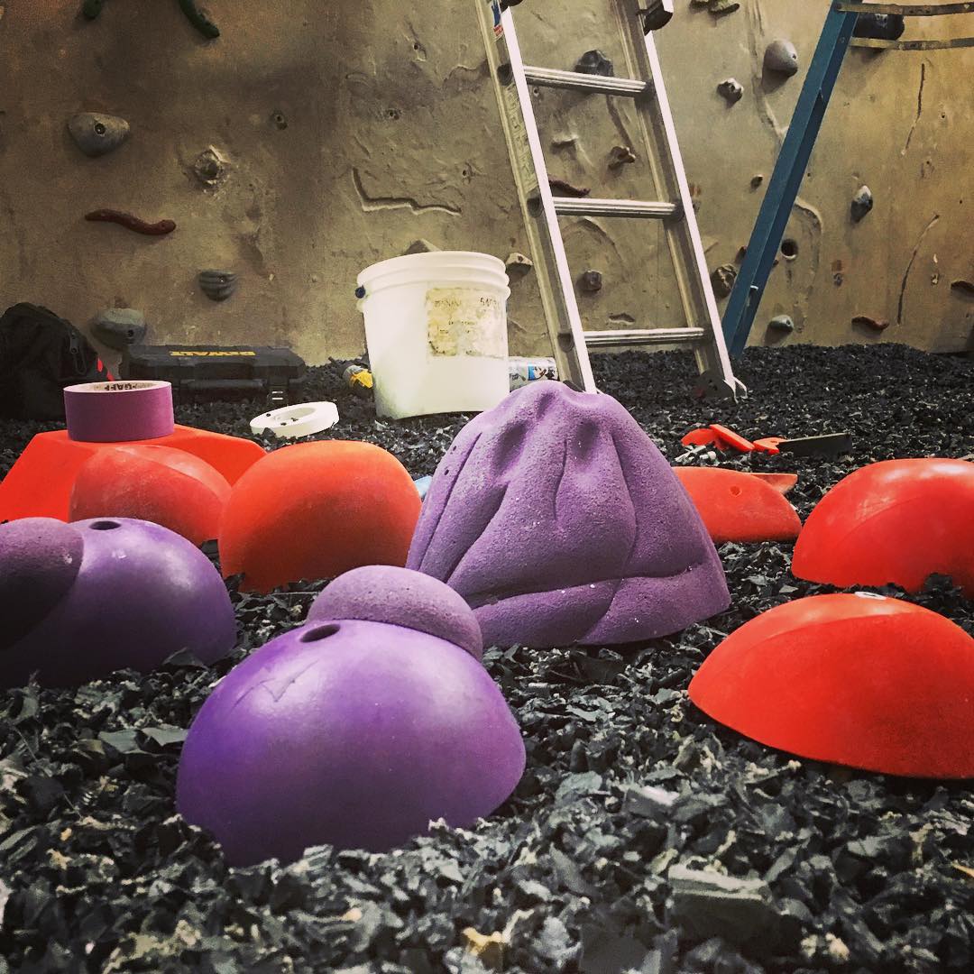 The route setters found some of our classic @nicrosclimbing handholds in the gym and are being used at @vesaintpaul for their OktBOO!derfest Competition this weekend! Join them at 845 Phalen Blvd St. Paul, MN 55106 this Saturday! #NicrosClimbing #FiveTen #Climbing #RockClimbing #Bouldering #USAC #USAClimbing #Routesetting #ClimbingGym #Volumes #Handhold